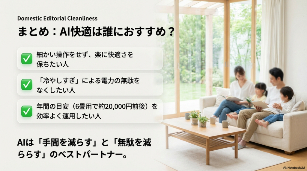 細かい操作が苦手な人や効率よく節電したい人に向けたAI快適運転のまとめ