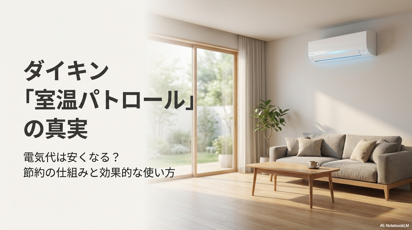 ダイキン室温パトロールの電気代は安くなるのか？節約の仕組みと効果的な使い方を解説するスライド表紙