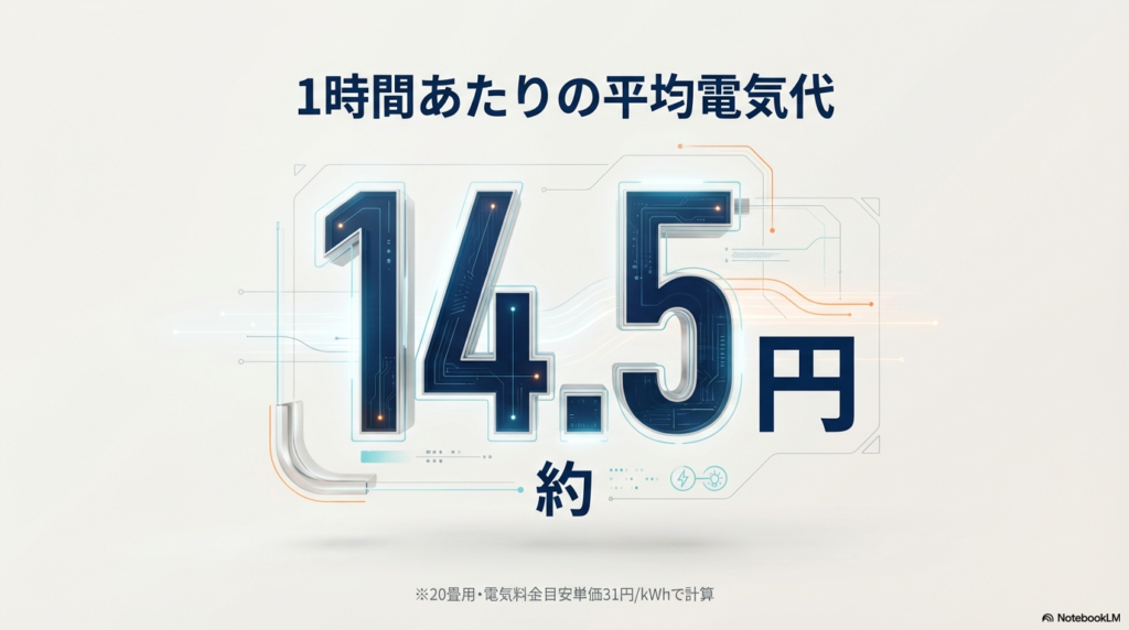 20畳エアコンの1時間あたりの平均電気代は約14.5円