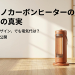 ブルーノカーボンヒーターのイラストと電気代の真実というタイトル文字